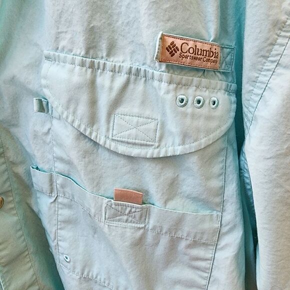 Columbia Light Blue PFG Fishing Vented Button Down Outdoor Shirt - Size XL Men's - Picture 4 of 8